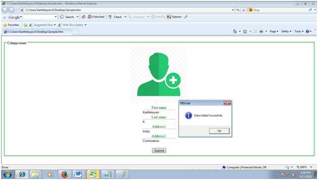 Data added successfully